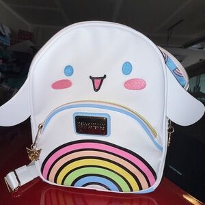 Cute White Kids Backpack with Rainbow Design